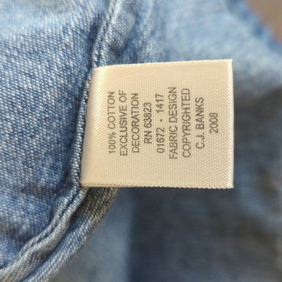 CJ Banks Embroidered Long Sleeve Denim Over Shirt 1X Blue - Picture 4 of 14